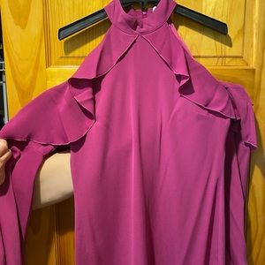 Cold shoulder flowy pink dress, size small.